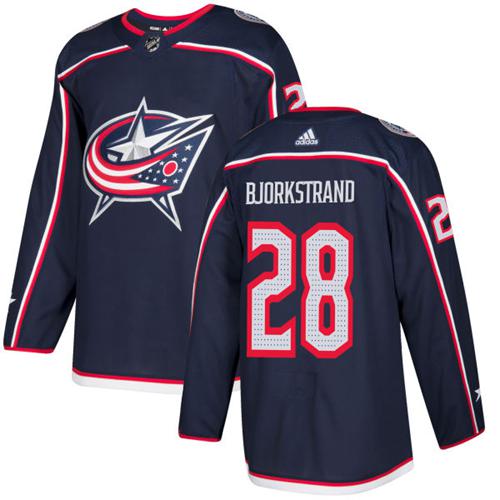 Adidas Men Columbus Blue Jackets #28 Oliver Bjorkstrand Navy Blue Home Authentic Stitched NHL Jersey